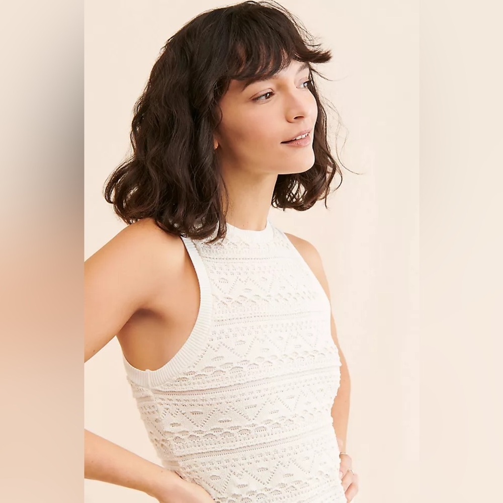 Anthropologie Textured Knit Crochet Sleeveless Mini Dress Size S - Picture 4 of 12